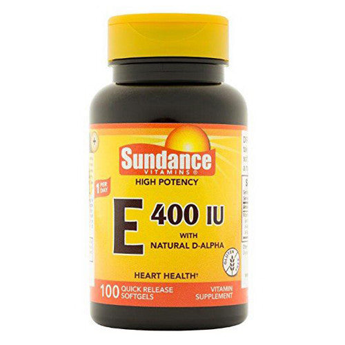 Sundance Vitamin E 400 IU With D-Alpha Heart Health Quick Release Softgels, 100 Ea